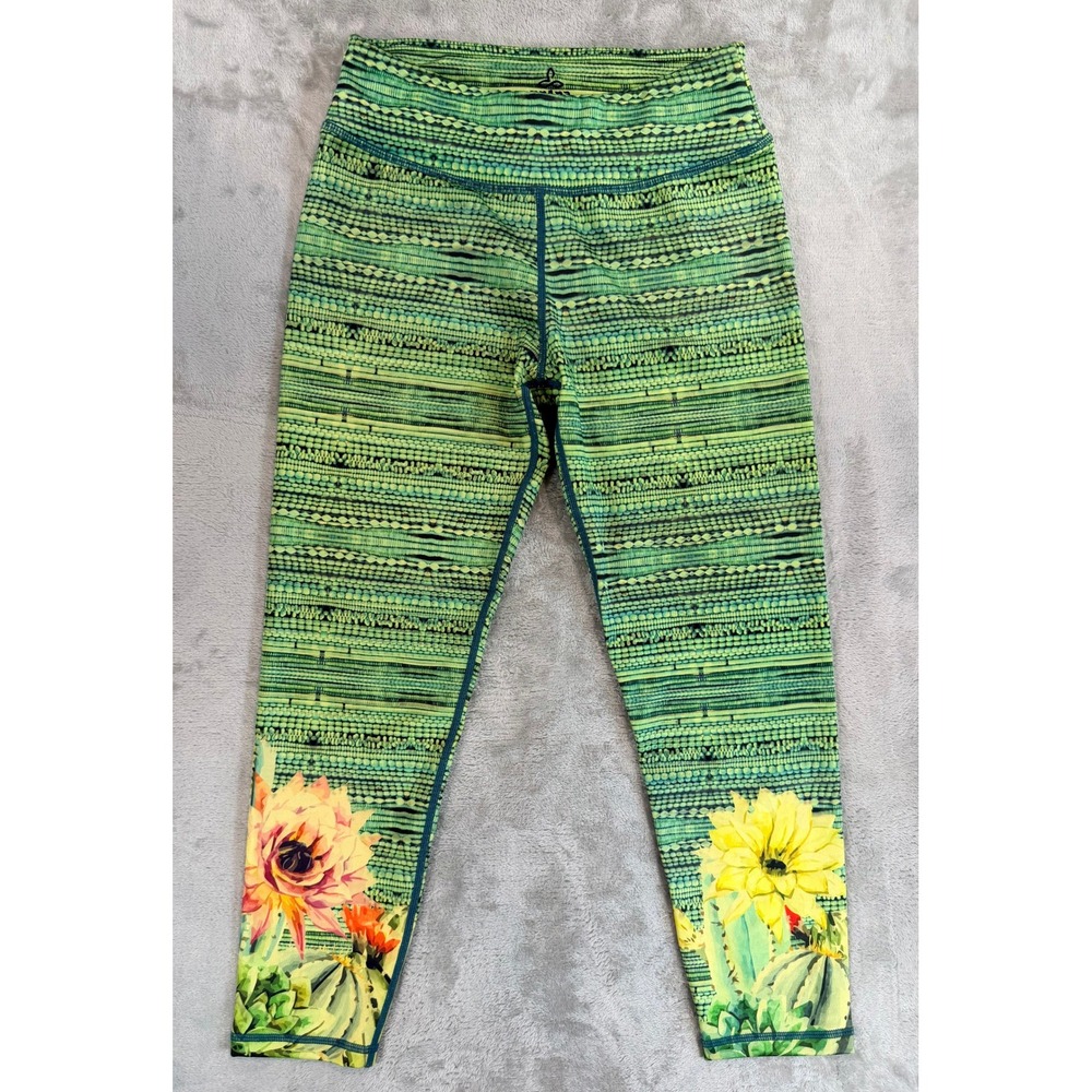 PrAna Womens Cropped Leggings Cactus Desert Flower Geometric Print Green Size S